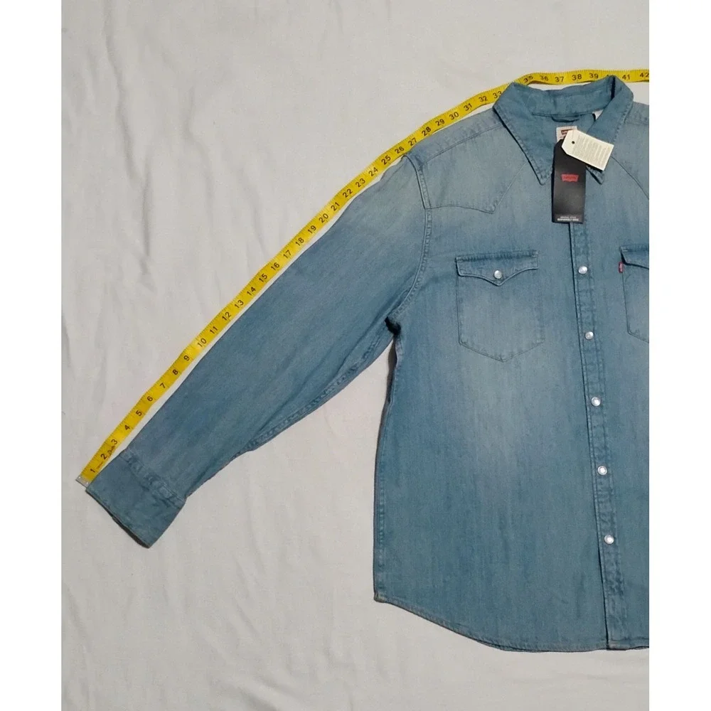 Levi's Barstow Western Shirt XL Denim Pearl Snap Rick Grimes Cosplay NWT